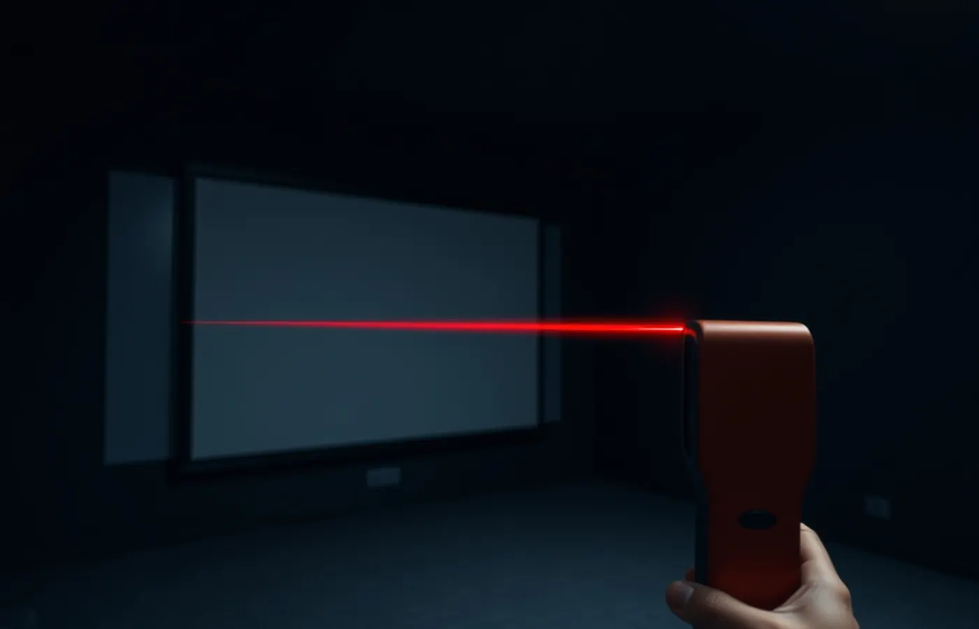 Télémètre laser en salle sombre