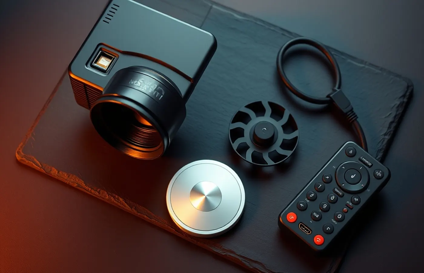 Les pièces du projecteur à plat