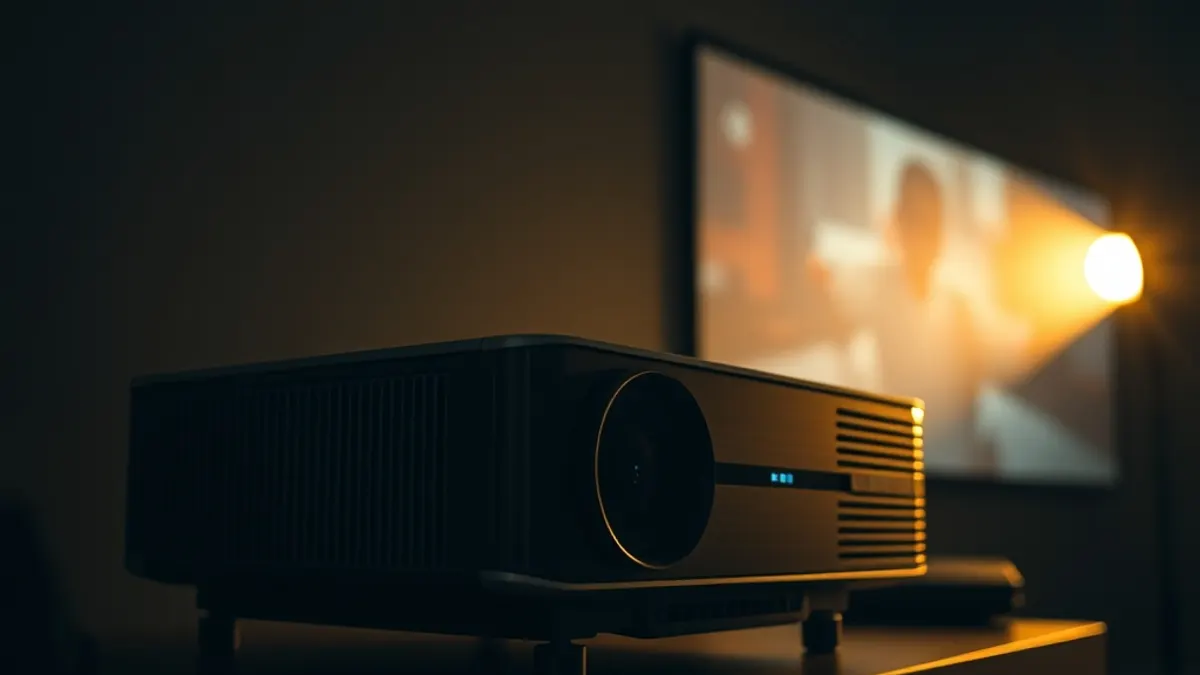 Laser TV Hisense à ultra courte focale projetant une grande image