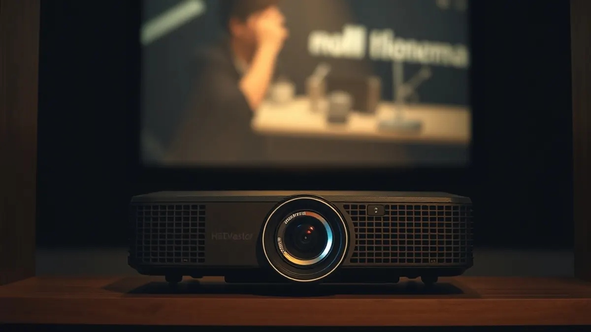Vidéoprojecteur LG CineBeam projetant une grande image dans un salon